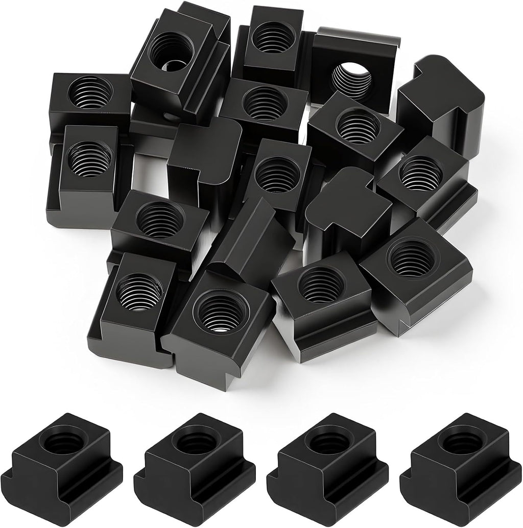 Yaocom 20 Pcs M10 T Slot Nuts, 3/8 Threads Black Oxide Finish Table Slot