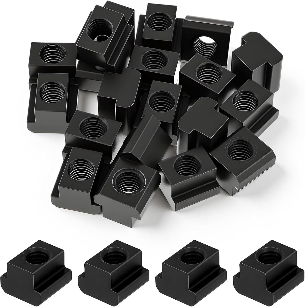 Yaocom 20 Pcs M10 T Slot Nuts, 3/8 Threads Black Oxide Finish Table Slot