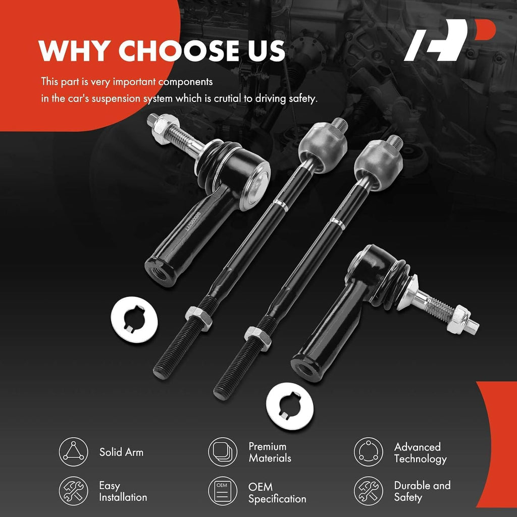 A-Premium Front Inner & Outer Tie Rod End Kit, Compatible with Ford