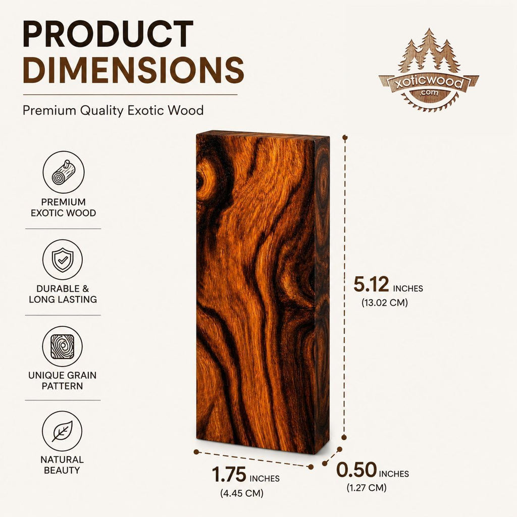 Bookmatched Iron Wood Knife Handle Scales – 1 Pair – Stabilized Exotic Hardwood Knife Handle Material for Knife