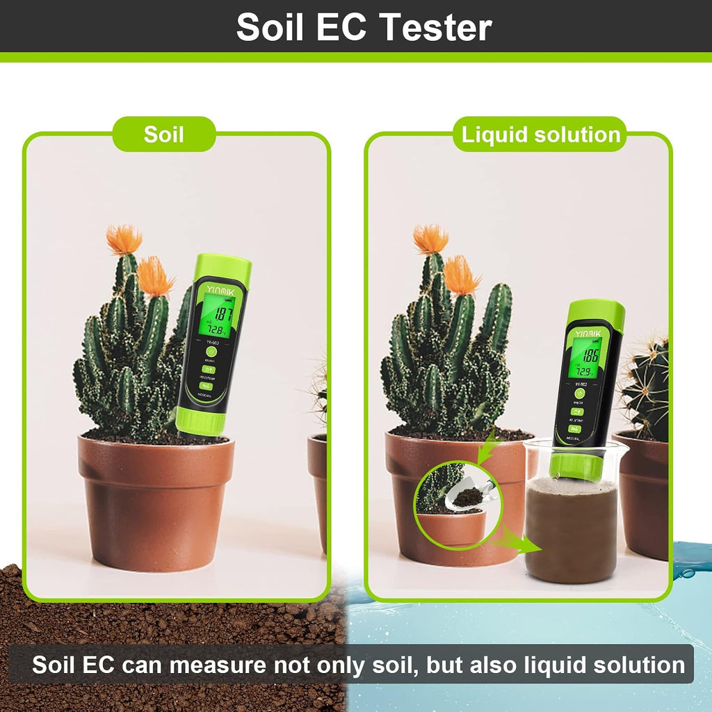 Digital Soil Moisture Meter,Direct EC Tester for Soil | 3 in 1 Soil Hygrometer, Plant Soil Conductivity & Moisture