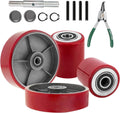 Pallet Jack/Truck Full Set with Axles, Pairs of 7" x 2" Steer Wheels & 3" x 3.75" Load Wheels with Bearings ID 20mm