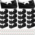 18 Pack Tape Dispenser, 20 Refills Weighted Non Skid,Black