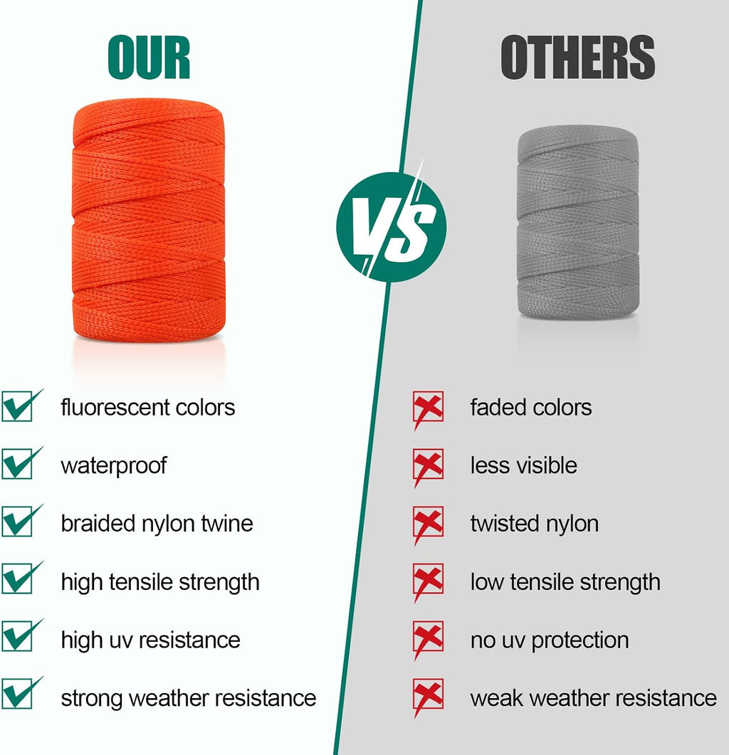Mason Line #18, 500 Ft Orange String, Construction Twine for Gardening & Masonry