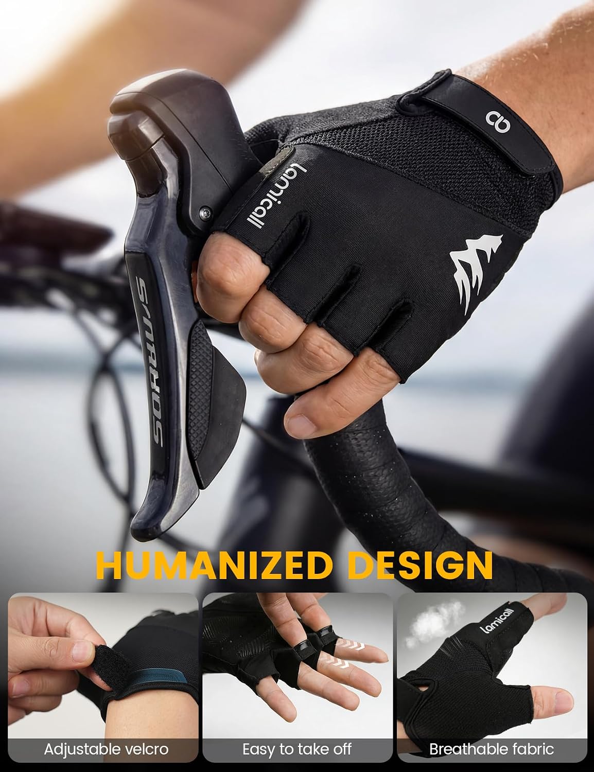 Bike Gloves for Men Women - [Anti-Slip Shock-Absorbing Pad] Workout Gloves, Breathable Materials, Cycling Gloves for