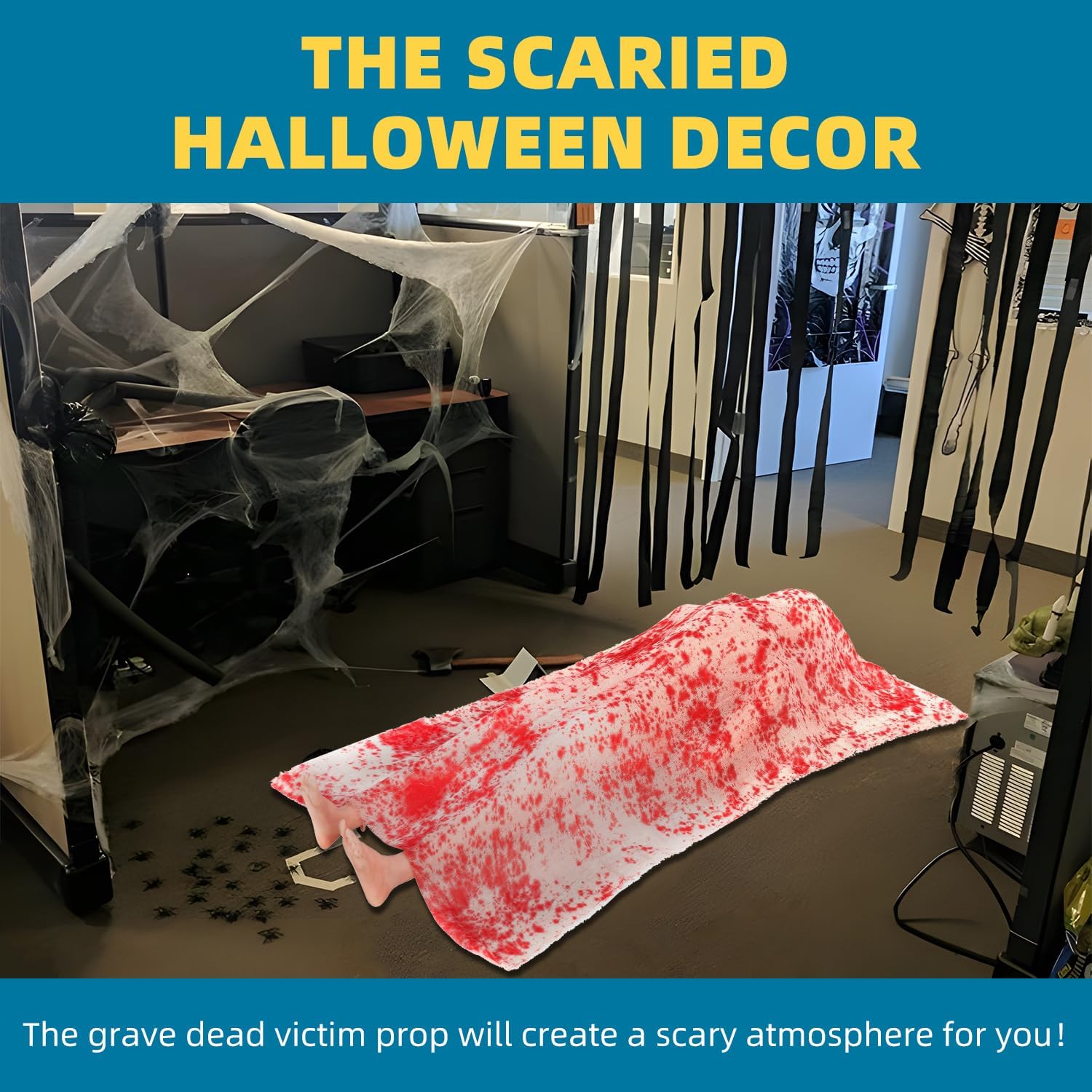 Scary Halloween Decorations Outdoor/Indoor,The Victim Corpse at Crime Scene Prop,Haunted House Decorations,Scary