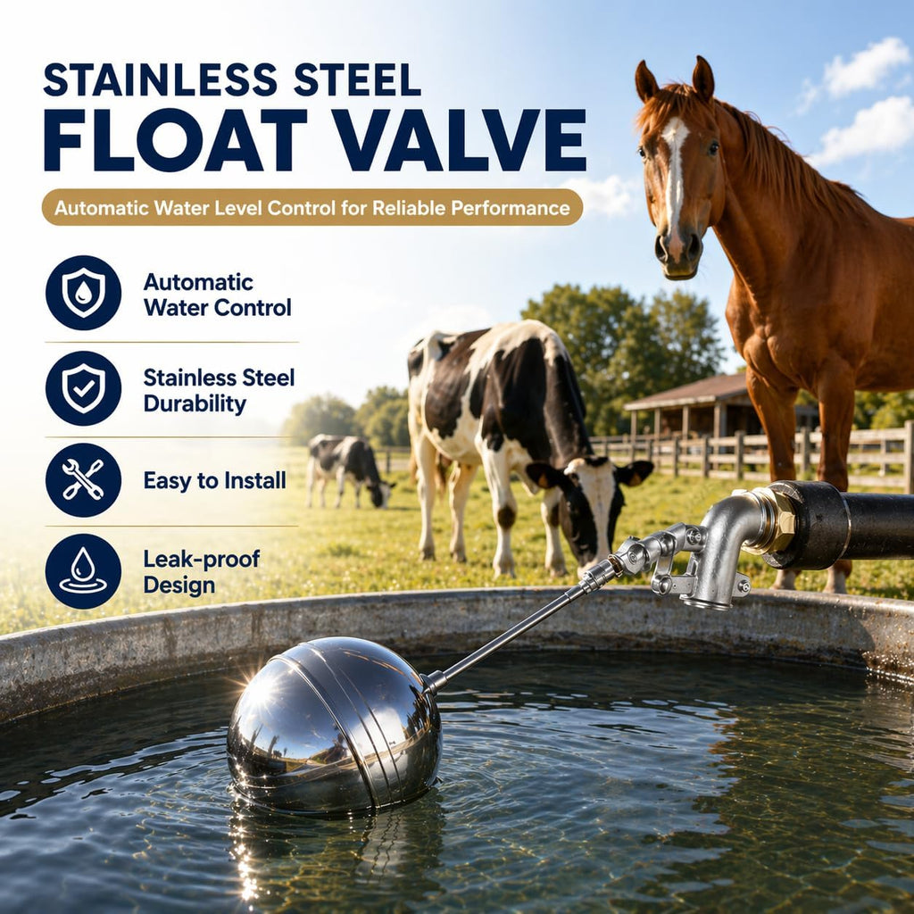 Stainless Steel Float Valve, 3/4" NPT Automatic Water Level Control Valve with 6" Float Ball, Adjustable Rod for
