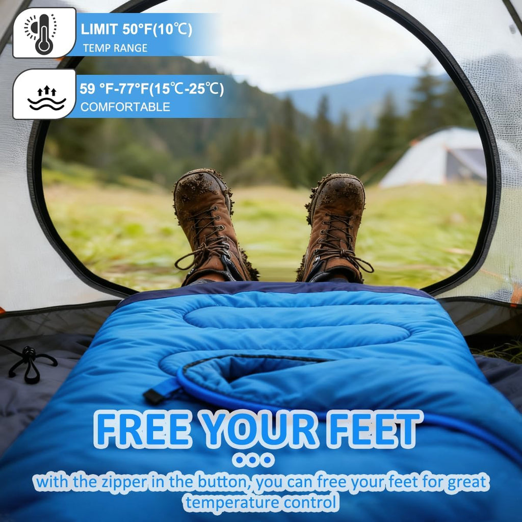 Camping Sleeping Bag - 3 Season Warm & Cool Weather - Summer Spring Fall Lightweight Waterproof for Adults Kids