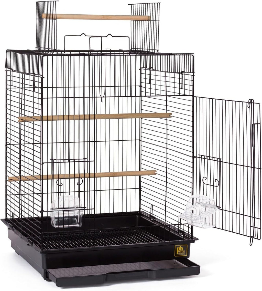 Top Opening Bird Cage - Black | Stand Alone Indoor Birdcage for Parakeets, Cockatiels, Conures, Lovebirds, and