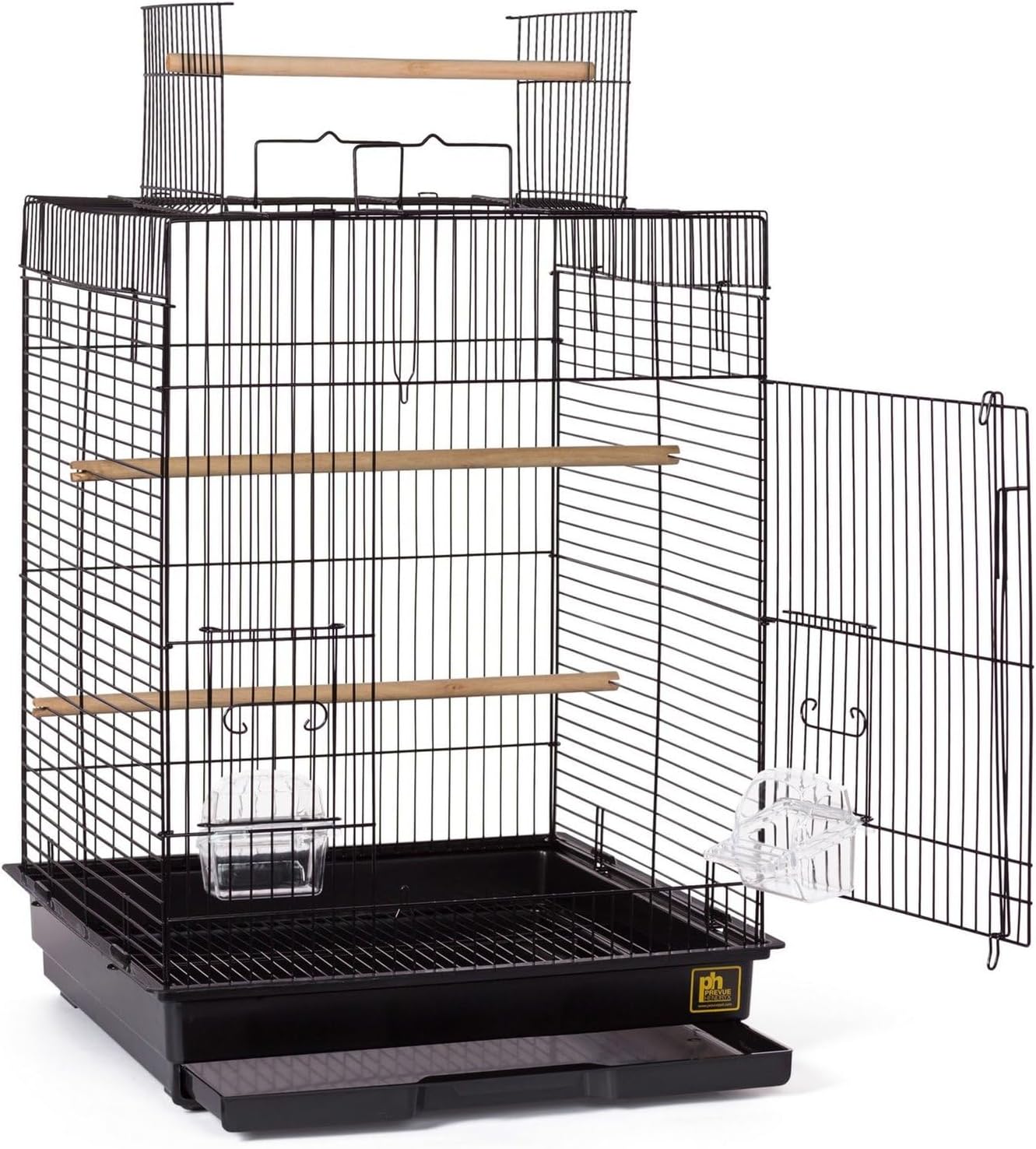 Top Opening Bird Cage - Black | Stand Alone Indoor Birdcage for Parakeets, Cockatiels, Conures, Lovebirds, and