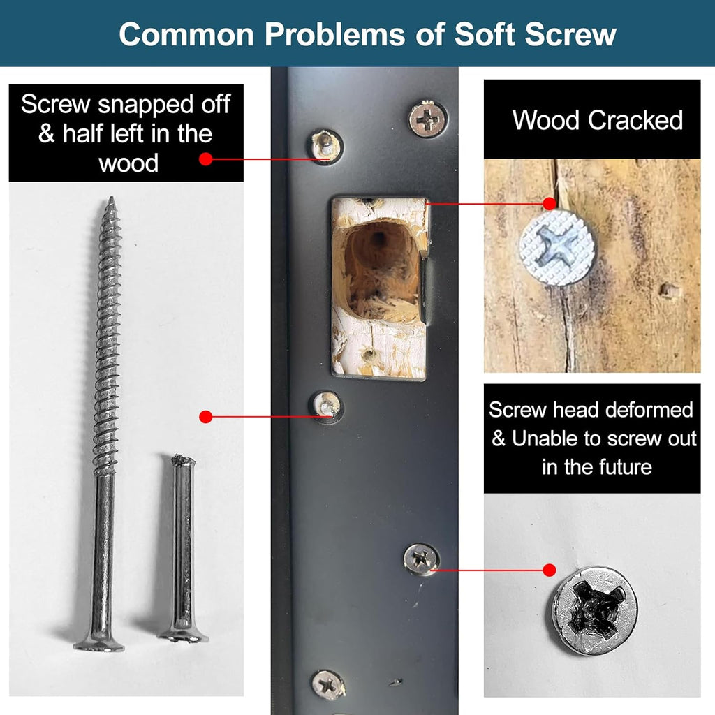 Door Strike Plate Double Holes, with Reinforced Torx Screws & Bit | Heavy-Duty Hardened Steel, Satin Nickel, 2-in-1