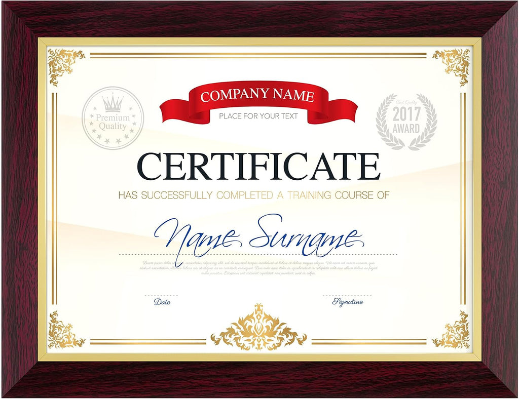 8.5 X 11 Certificate Frames Mahogany&Gold, High School College Diploma Frame Document Frame For Wall Display and