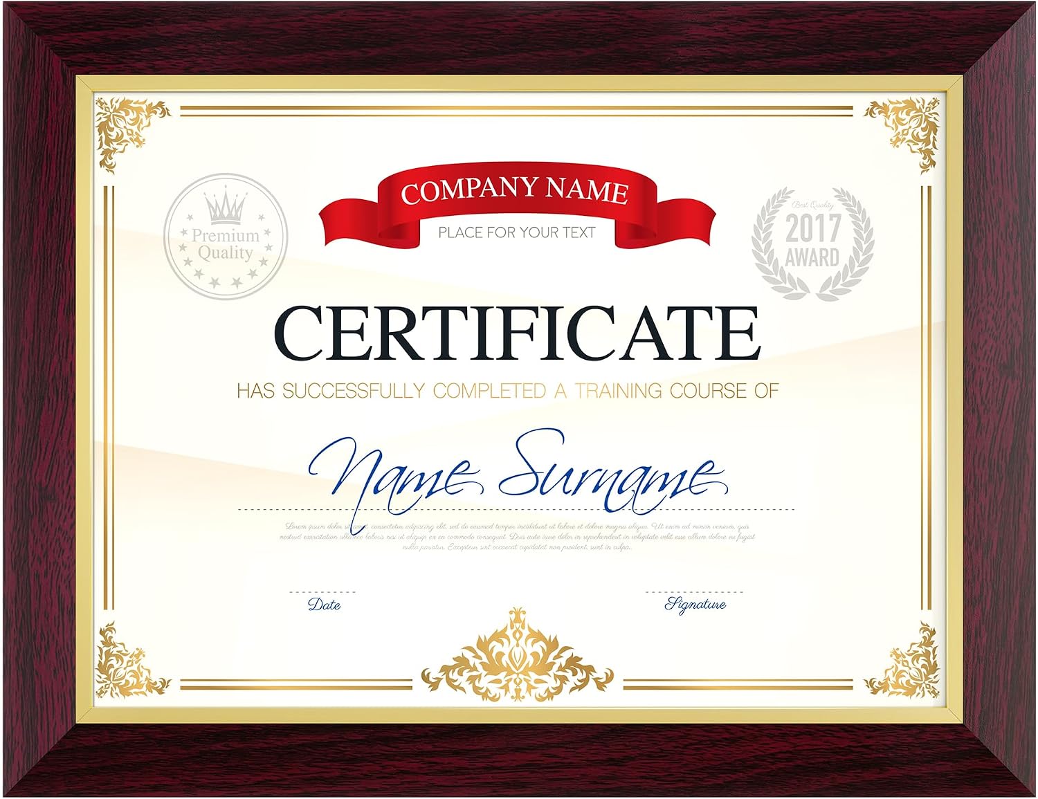 8.5 X 11 Certificate Frames Mahogany&Gold, High School College Diploma Frame Document Frame For Wall Display and