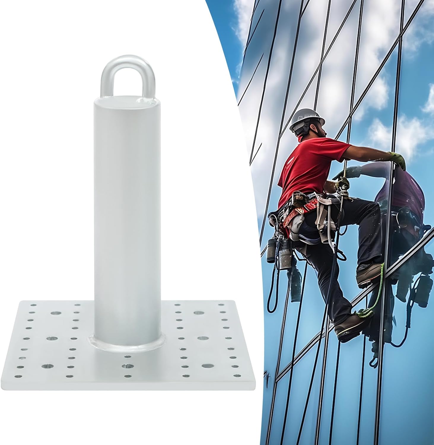 Commercial Roof Anchor with Base Plate, 5000lbs Breaking Strength, Heavy Duty Concrete Anchor and Screws Kit Fall