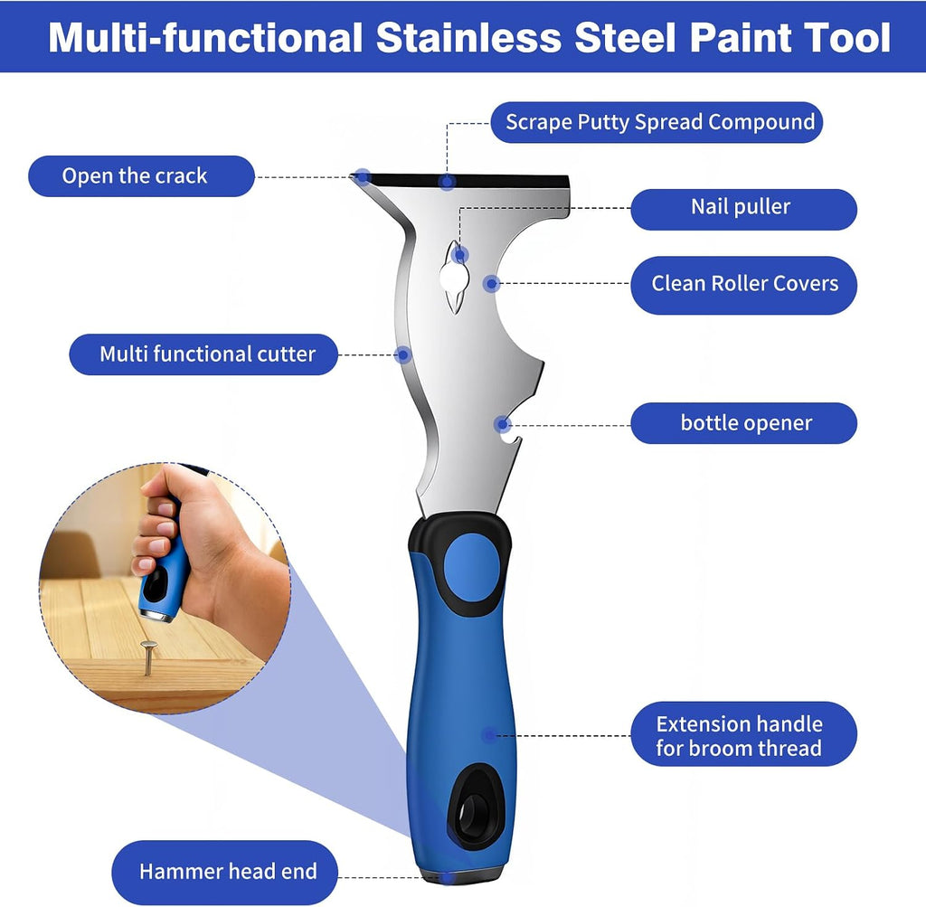 Drywall Hand Tools Kit, Drywall Knife Set with Putty Knives, Taping Knives, Aluminum Hawk, Mud Pan, Flat Finishing