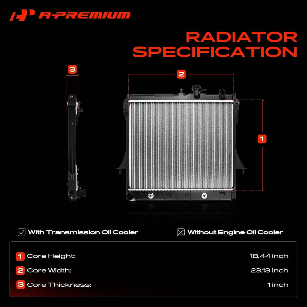 A-Premium Engine Coolant Radiator Assembly with Transmission Oil Cooler