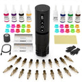 Tattoo Pen Machine Kit, 20 Cartridges & 7 Practice Inks（black）