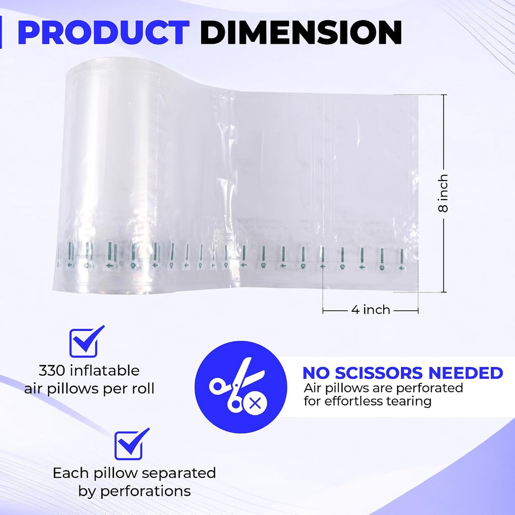 330 Count 4x8 Air Pillows for Shipping with Hand Pump