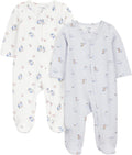Baby Girls' 2-way Zip Thermal Footed Sleep and Play, Pack of 2