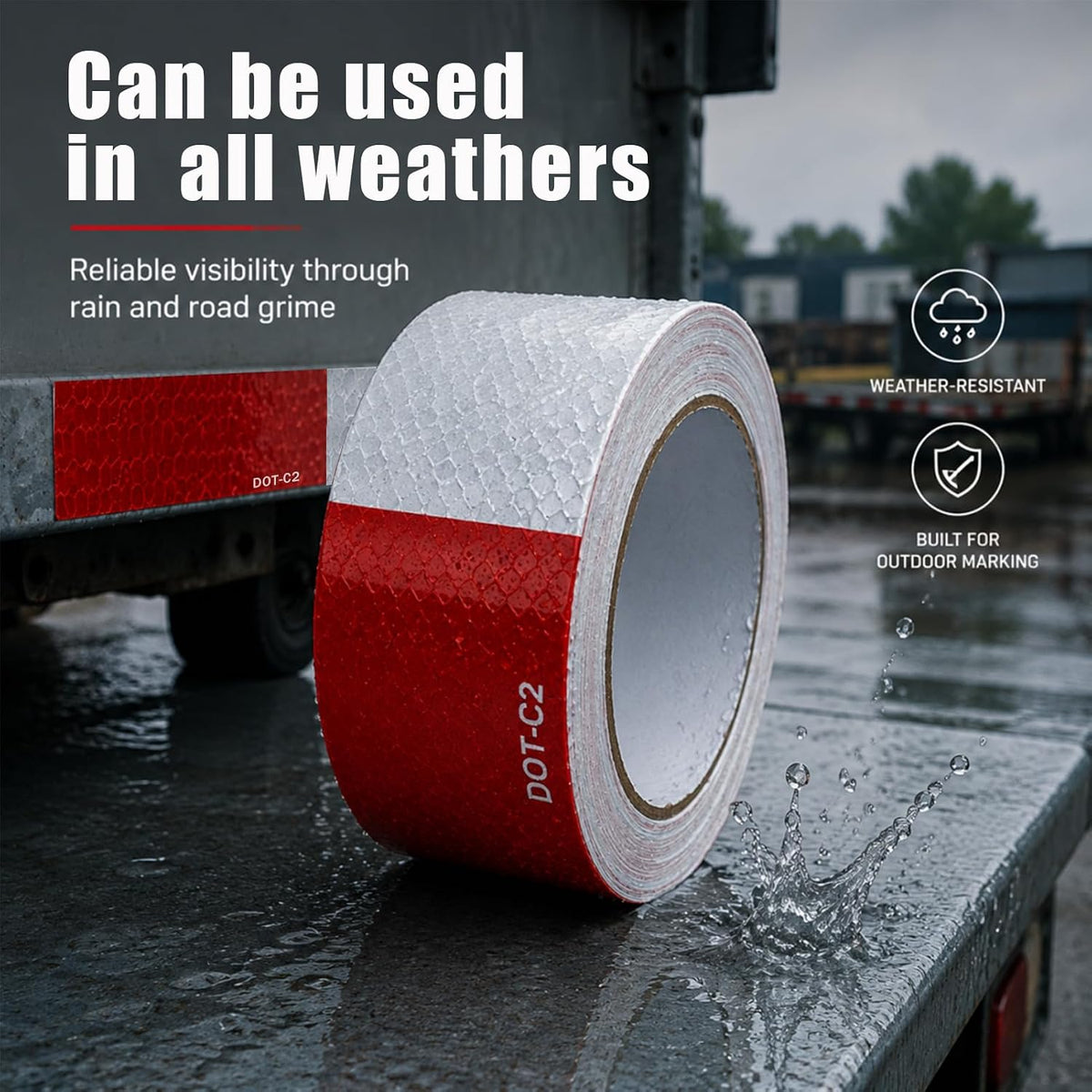 DOT-C2 Reflective Tape 2 Inch x 50 Feet Red White Reflective Tape