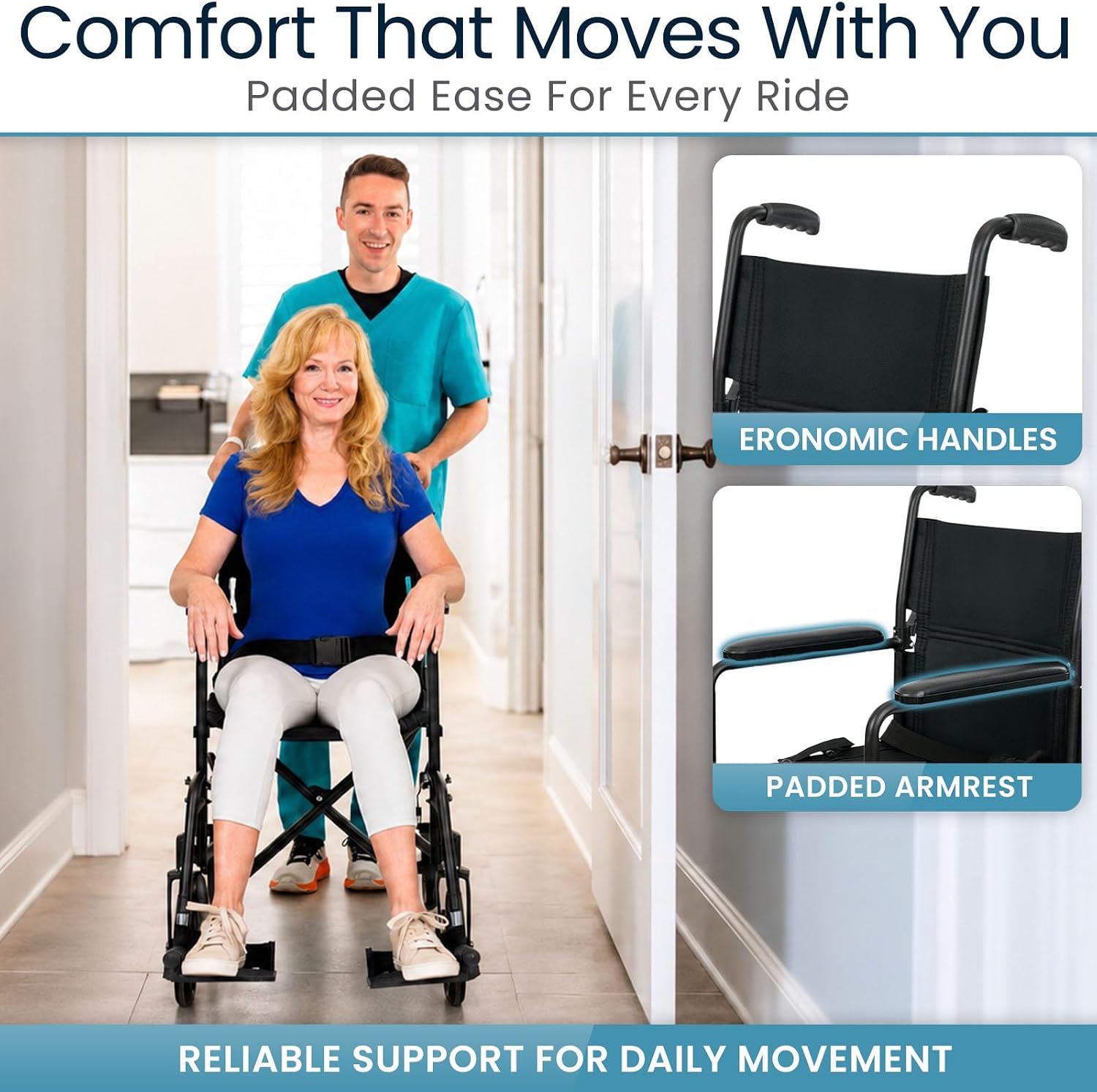 Vive Lightweight Transport Wheelchair for Seniors - Portable, Folding, 19''