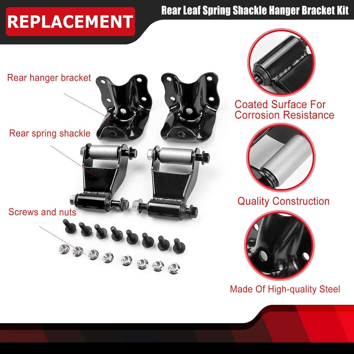 FEXON Rear Leaf Spring Shackles Hanger Repair Kit for Ford Ranger 722-001