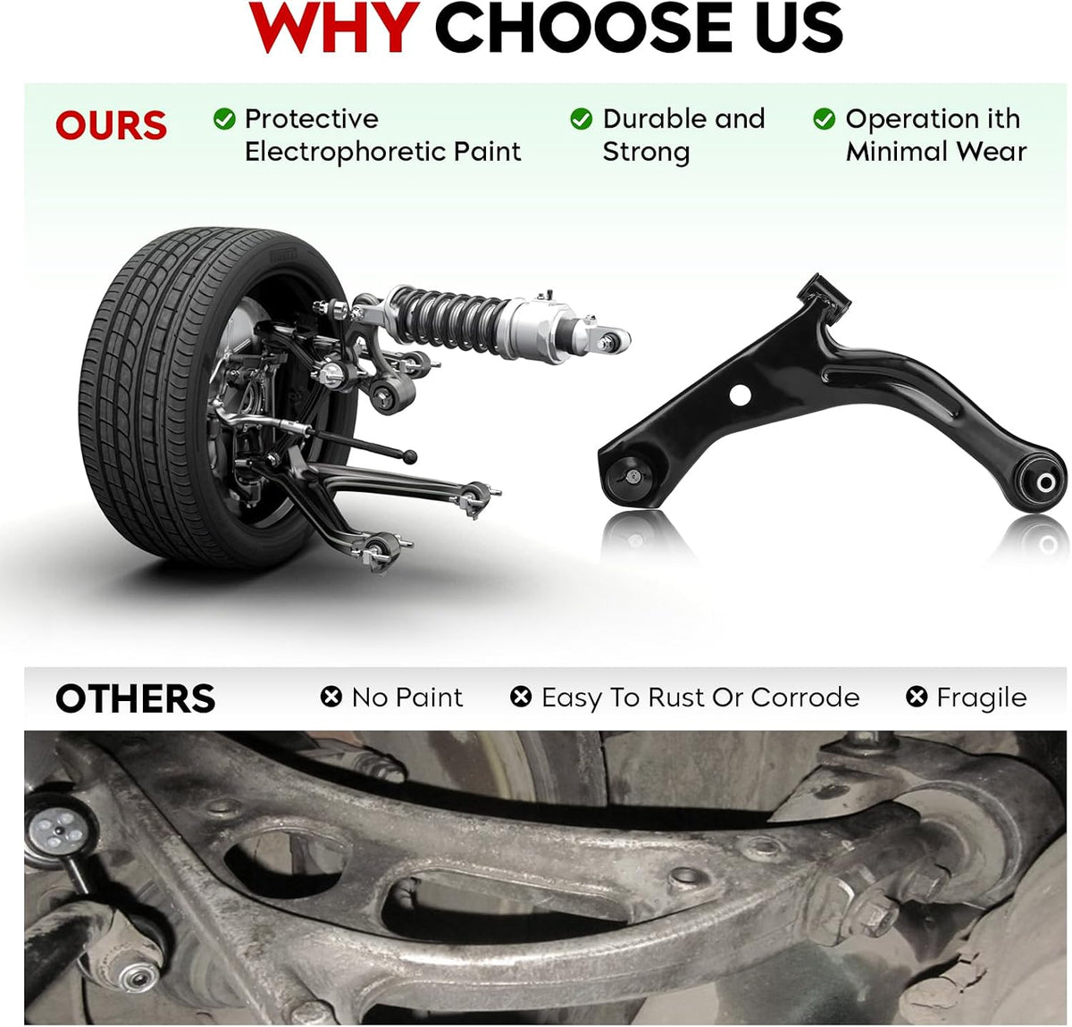 Front Lower Control Arm Suspension Kit Fit for 2005-2009 Ford Escape Mazda Tribute Mercury Mariner with Ball Joint Tie Rods K80400 K80399-8 pcs