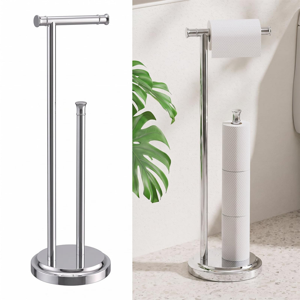Toilet Paper Holder Stand Bathroom Free Standing Polished Chrome