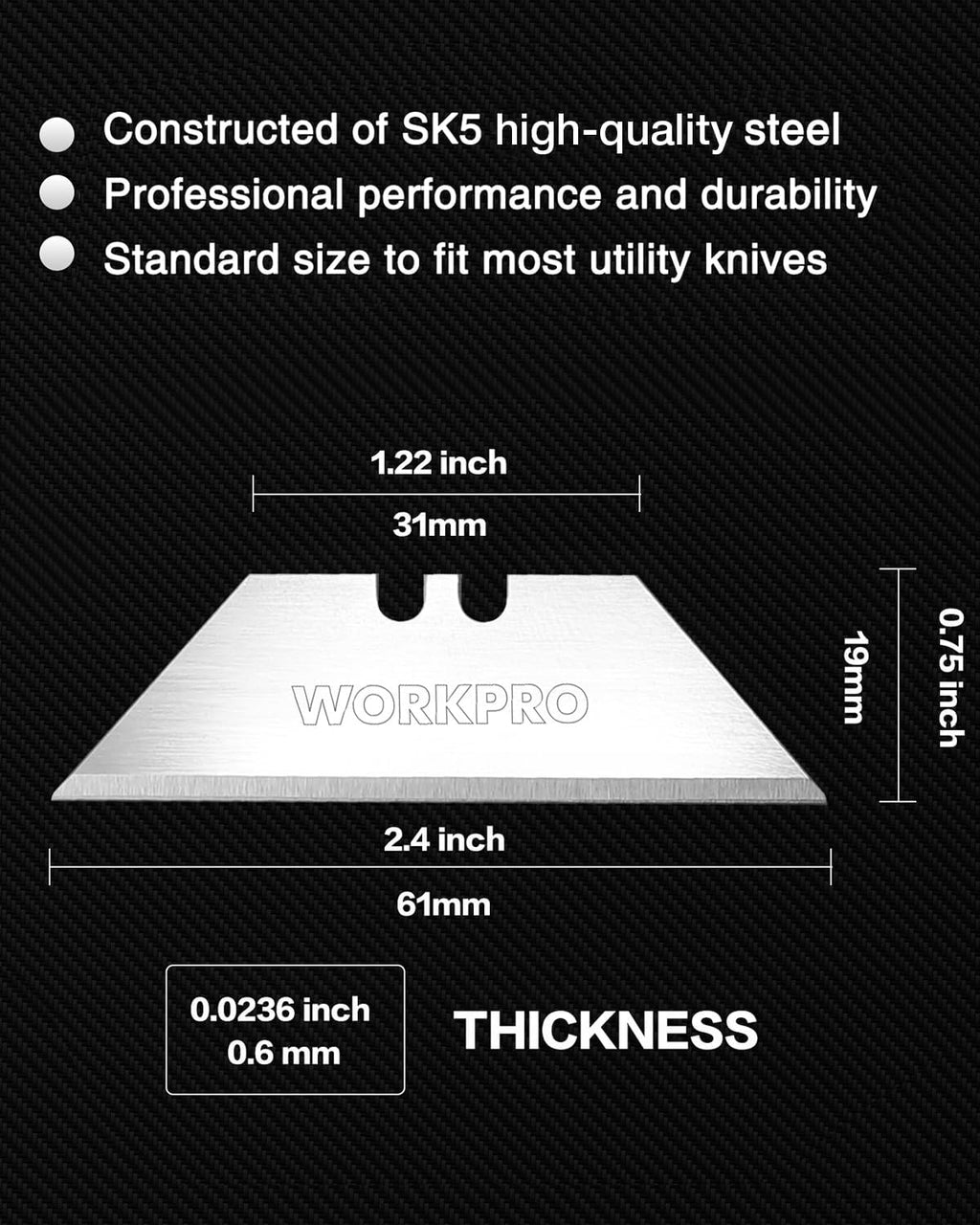 50-Pack Utility Knife Blades with Dispenser