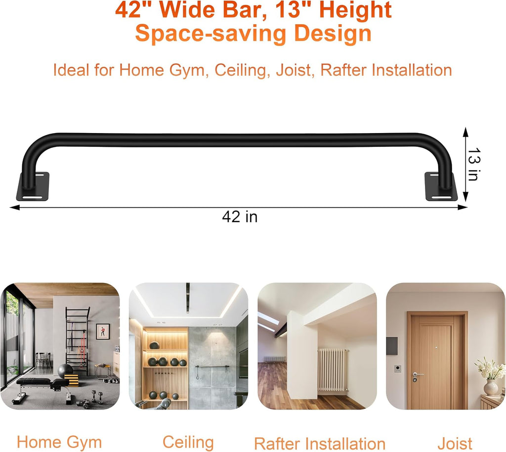 Wall Mount Pull Up Bar, Heavy Duty Alloy Steel Hanging Bar for Exercise, Multi-Functional Doorway Pull Up Bar for