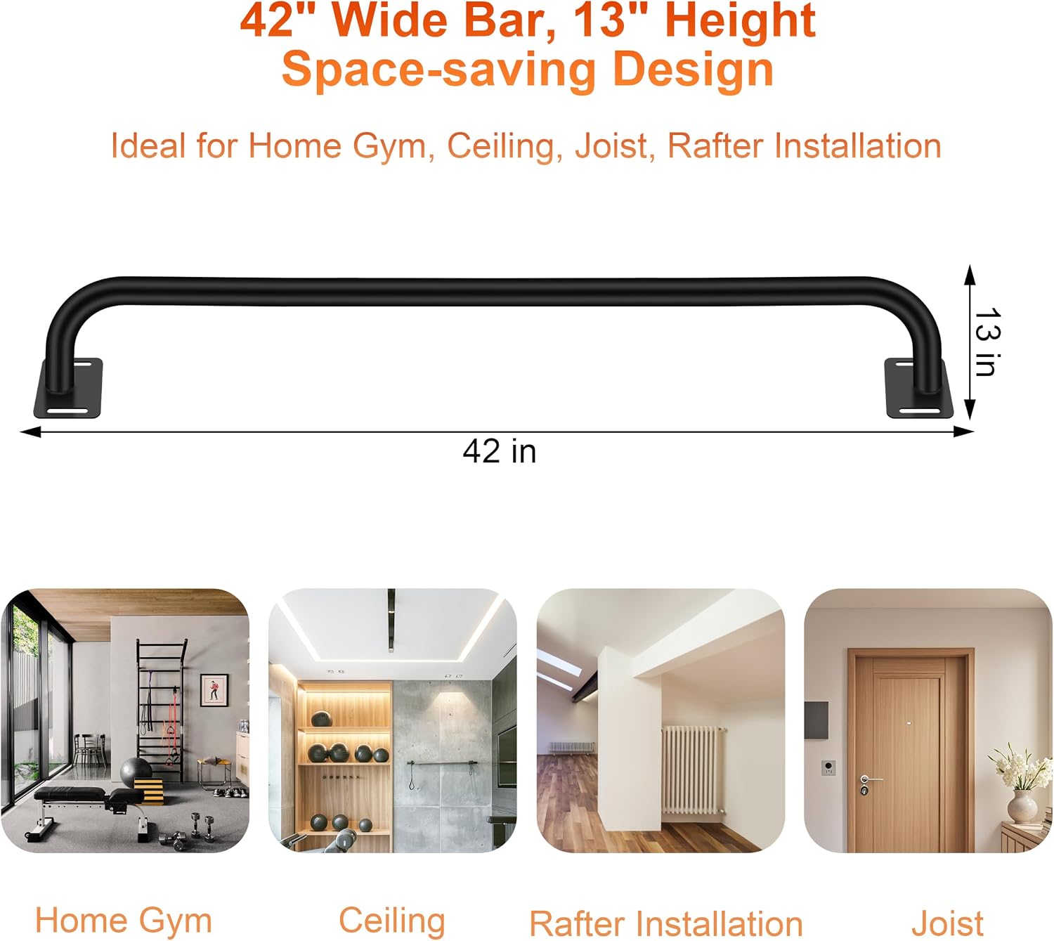 Wall Mount Pull Up Bar, Heavy Duty Alloy Steel Hanging Bar for Exercise, Multi-Functional Doorway Pull Up Bar for