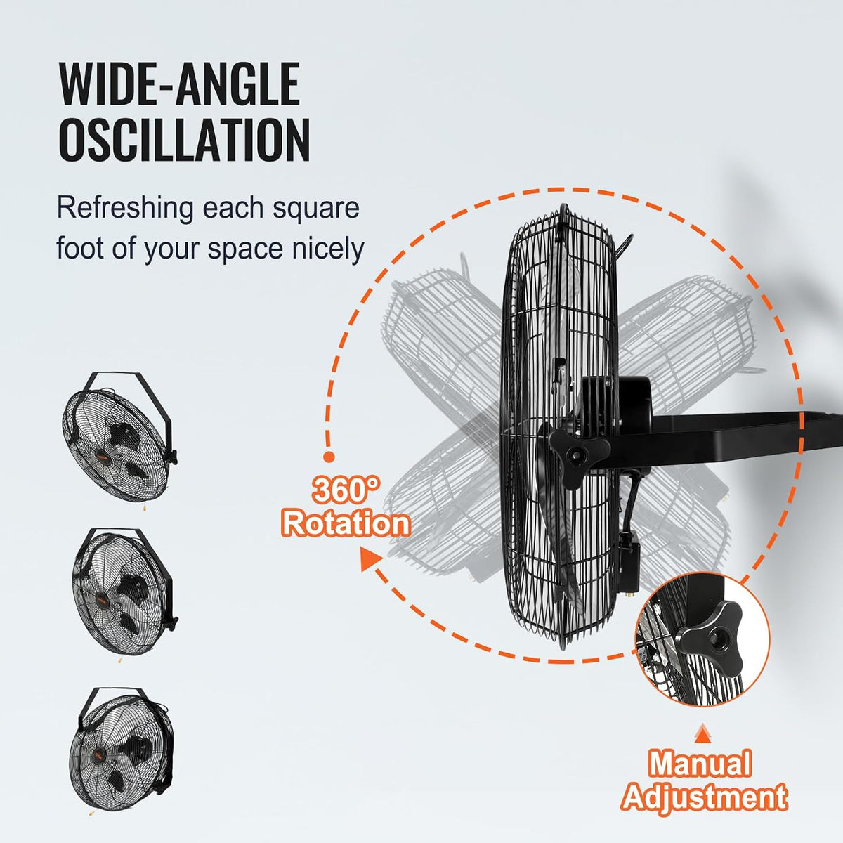 VEVOR 18 Inch Industrial Wall Mount Fan 2PCS High Velocity 4000 CFM Black