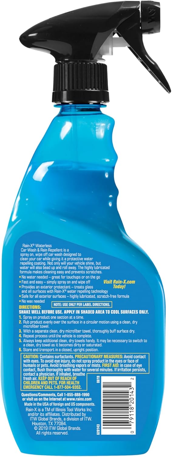 620143 Waterless Car Wash and Rain Repellent, 23 fl. oz. Rinseless Cleaner Spray for a Spot Free Finish, Perfect for