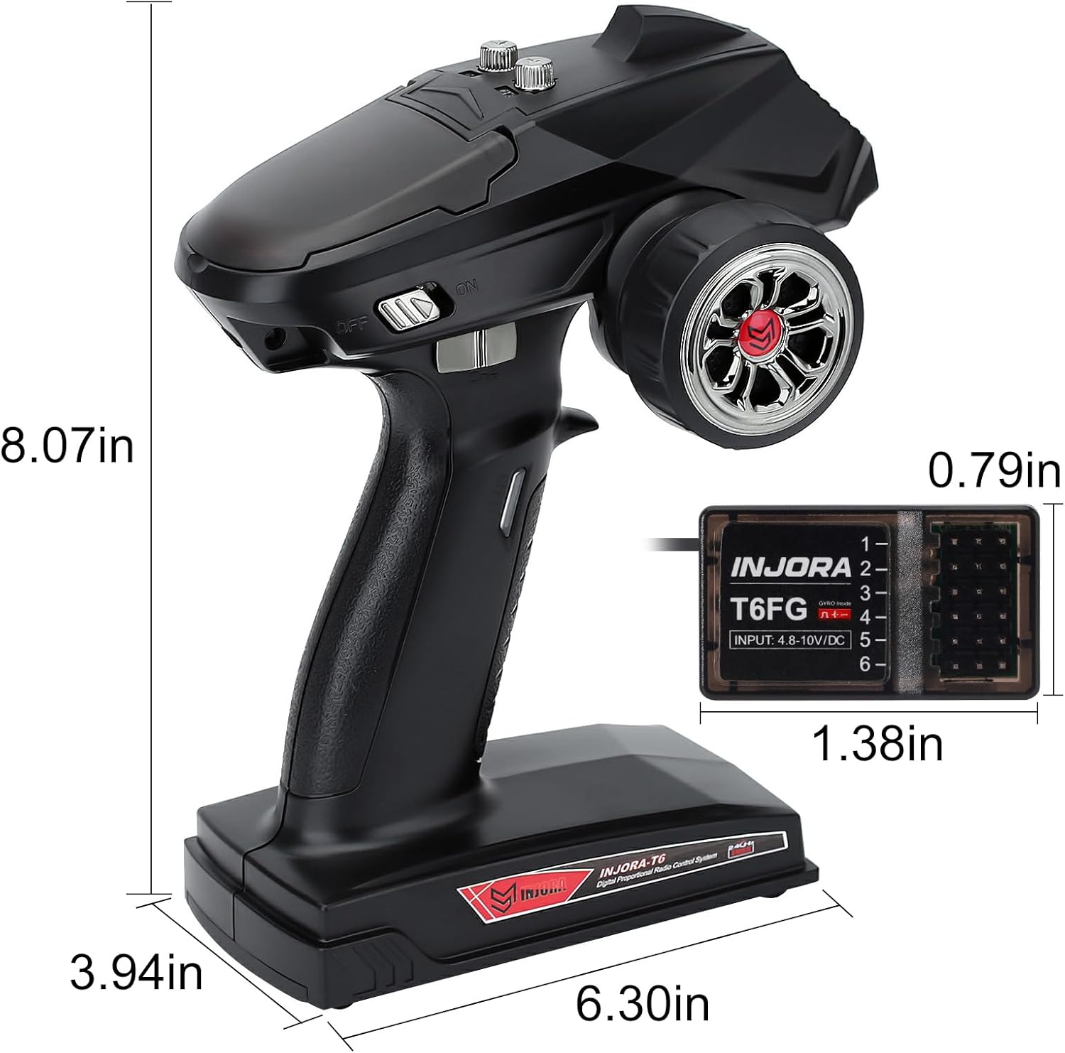 T6F 6CH 2.4GHz Transmitter with Receiver with Gyro for 1/8 1/10 RC