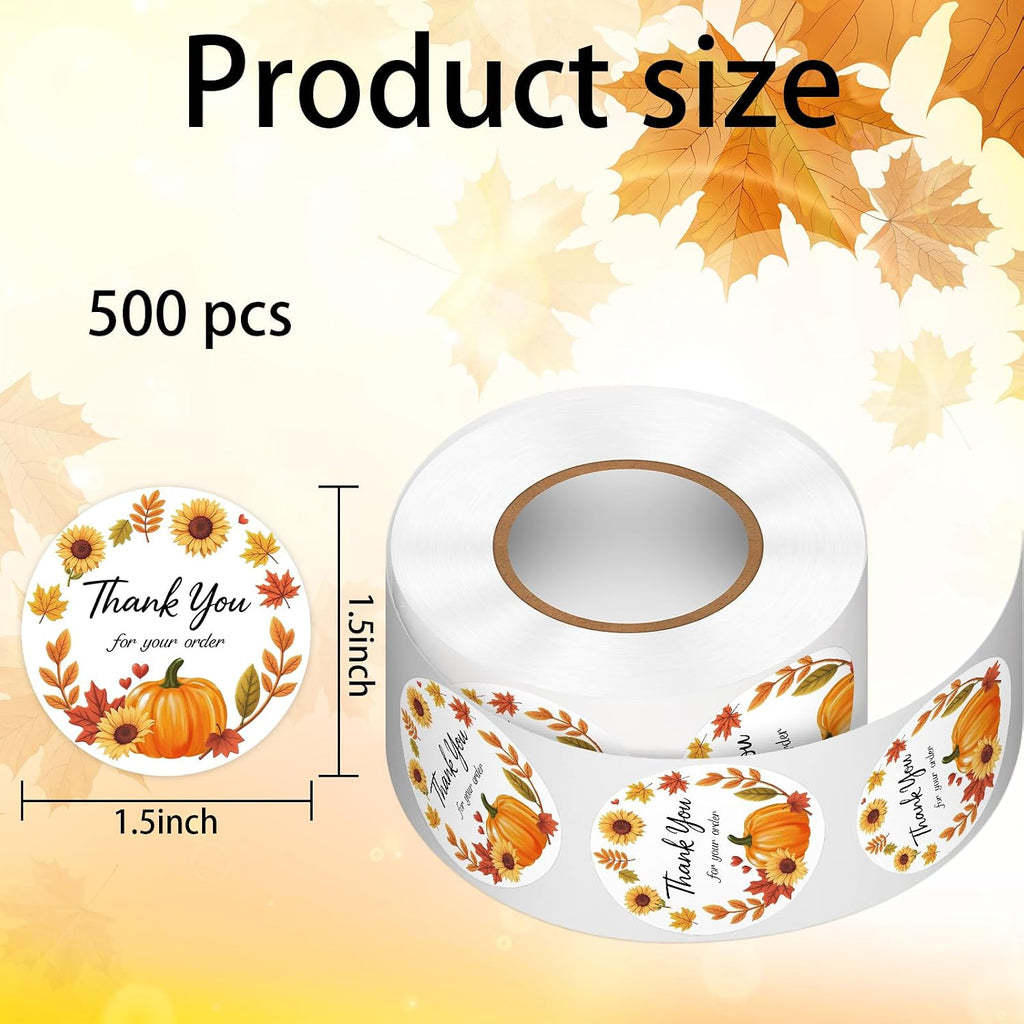 500 PCS 1.5 Inch Fall Thank You for Your Order Stickers Customer Appreciation Thank You Sticker Labels for Small
