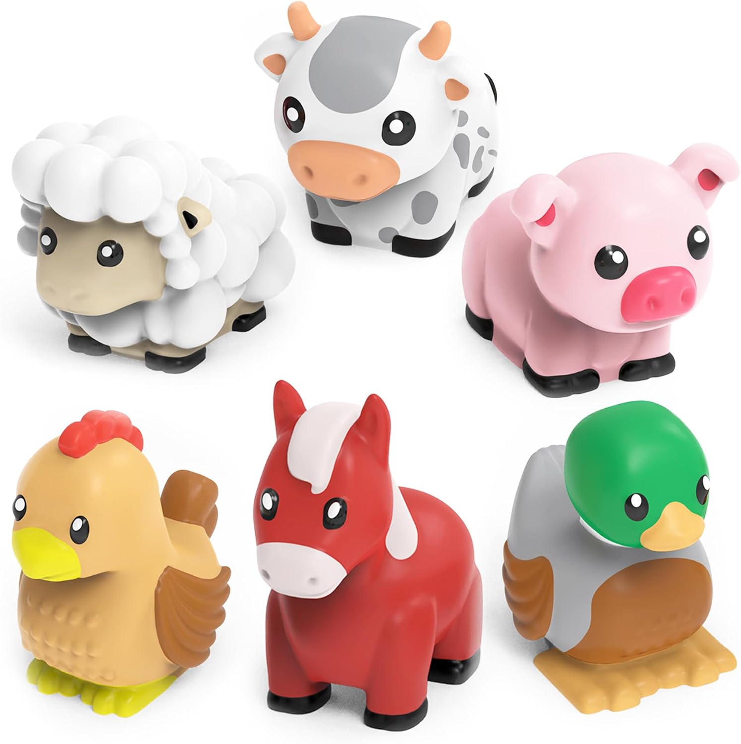 Barnyard Mold Free Bath Toys, 6 Pack | Sealed, No Hole Bath Toys Design Keeps Moisture Out | Soft, Squeezable & Float