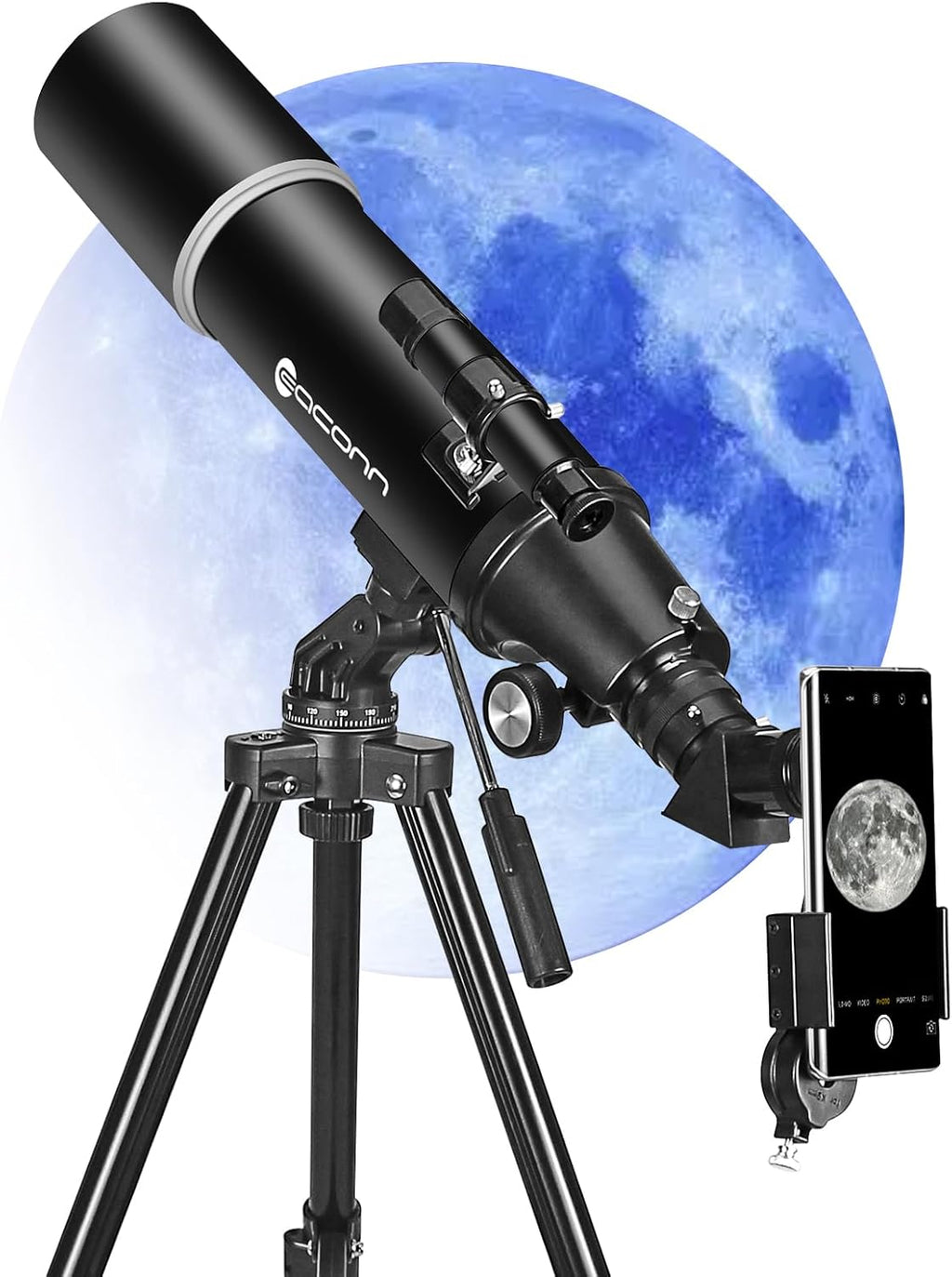 Telescopes for Adults Astronomy, 80mm Aperture 600mm Refractor Telescope for Kids & Beginners, Compact and Portable