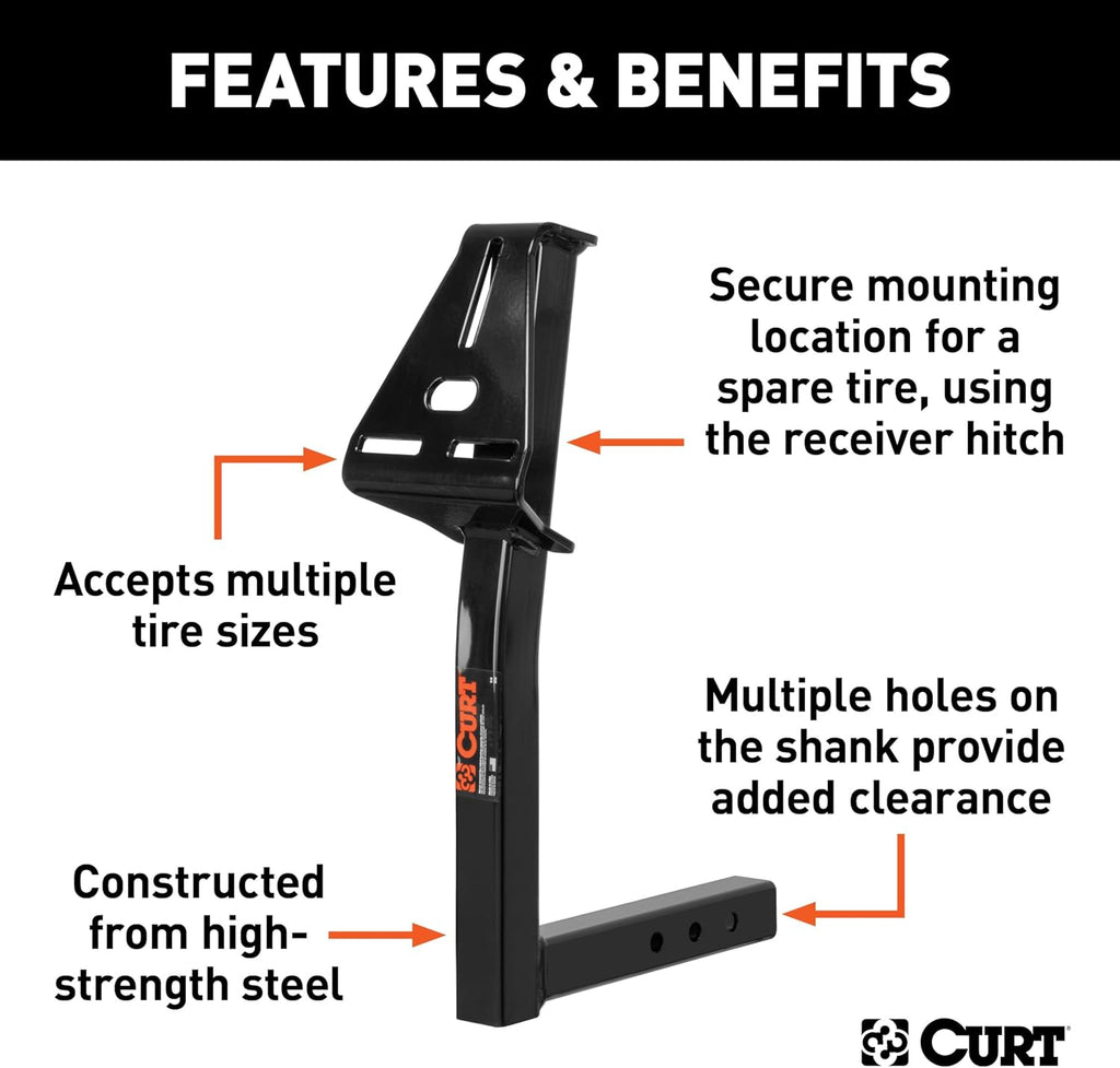 31006 Hitch-Mounted Spare Tire Carrier for 2" Receiver, 24" Tall