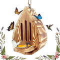 Wooden Hanging Butterfly House for Outside, Butterfly Habitat & Feeder for Garden, Natural Butterflies Habitat with
