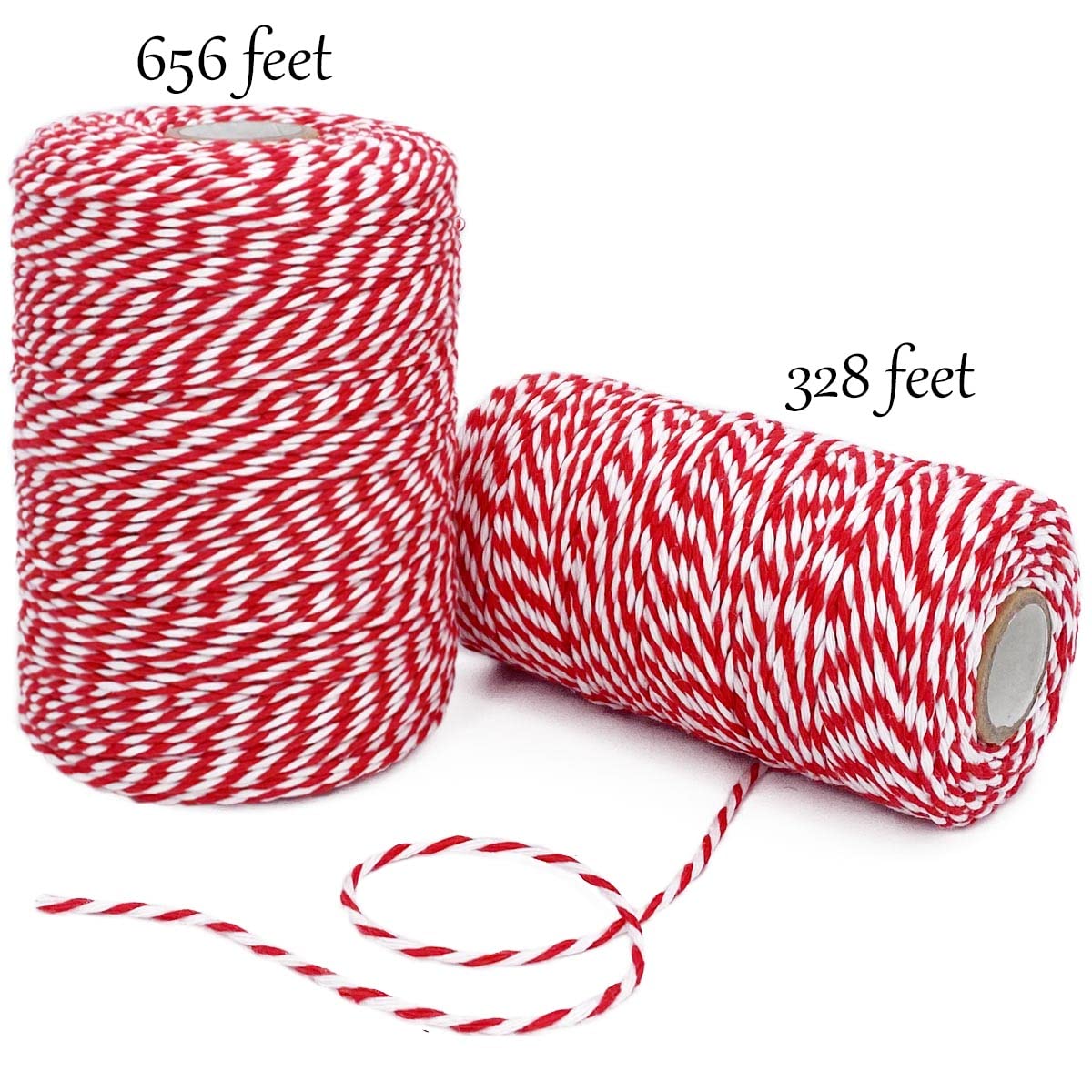 Bakers Twine String Red and White Cotton Twine 656 Feet Christmas Twine for Gift Wrapping DIY Crafts Home Decoration