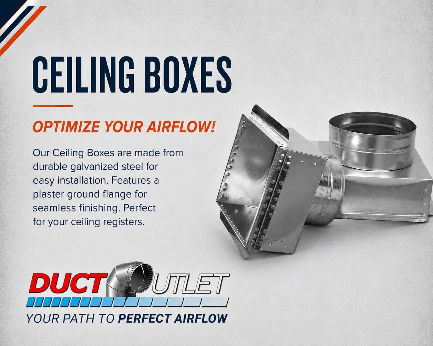 6" x 6" Ceiling Box, w/ 6" Round Collar - Connects Register Vent and Diffuser HVAC