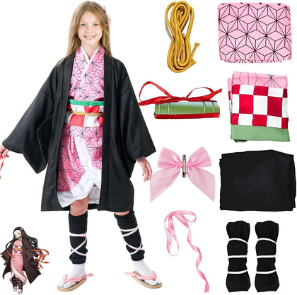 Kamado Anime Cosplay Costume Kimono Outfit, Anime Costume Kids Halloween Costume, Halloween Costume for Boys Girls