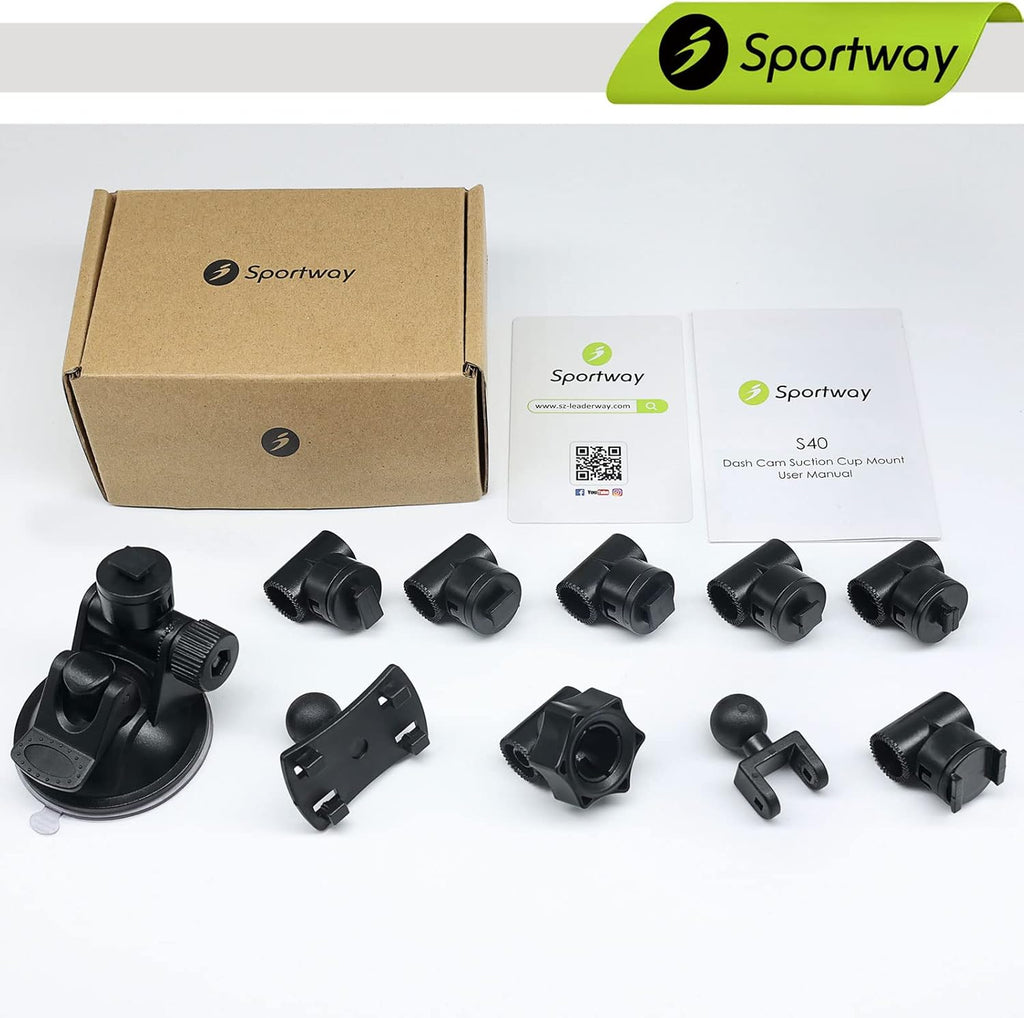 S40 Dash Cam Suction Mount (3rd Gen) with10pcs 360 Rotating Joints Compatible for Rexing, Old Shark, Yi, TOGUARD