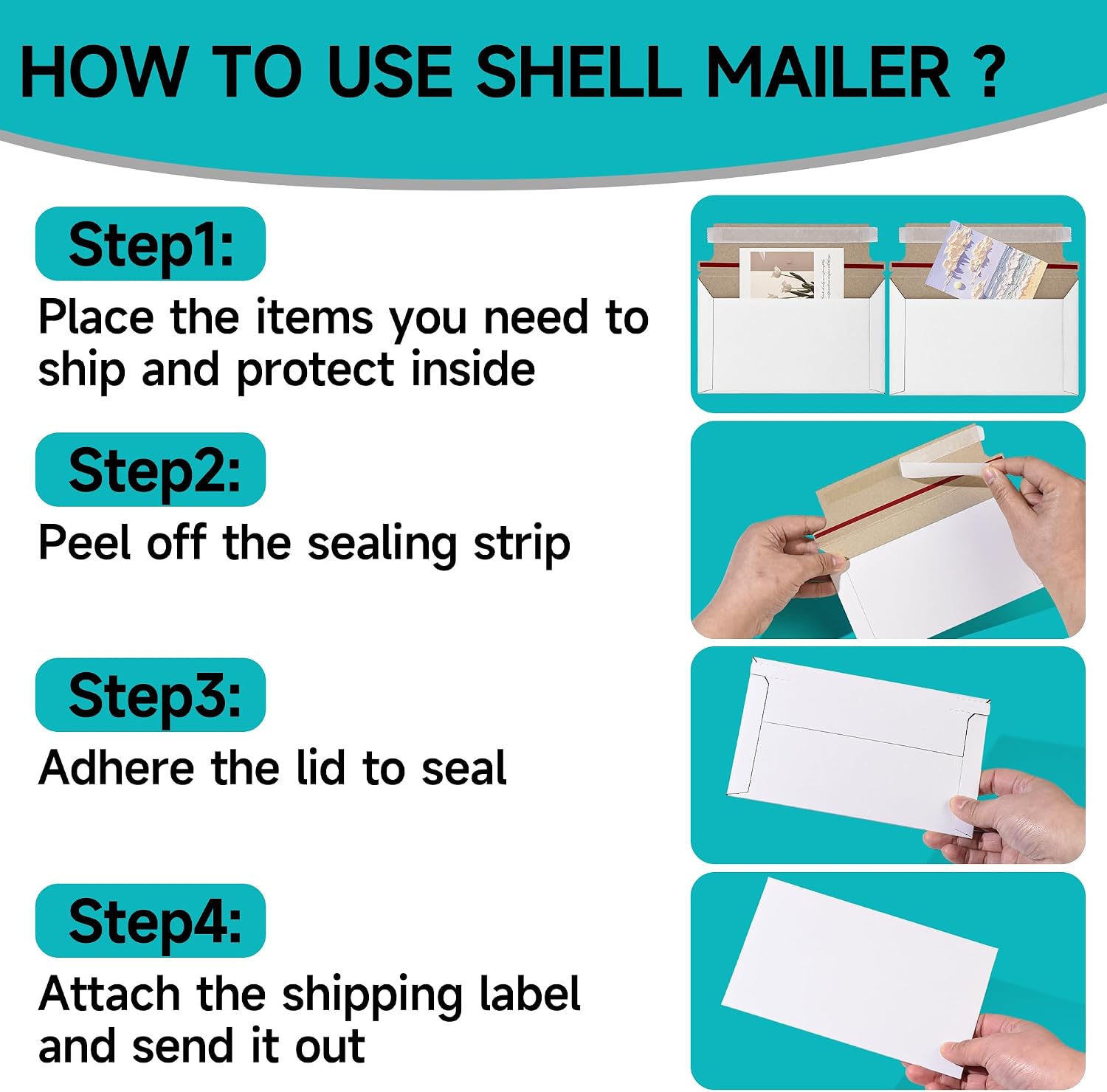 50 Pack 7" x 4.35" Rigid Mailer Trading Card Envelopes Mailers，450gsm Self Seal Shipping Envelopes Mailers for