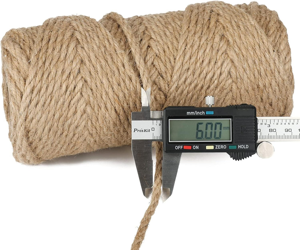6MM x 164FT Jute Twine, Strong and Heavy Duty Twisted Jute Rope