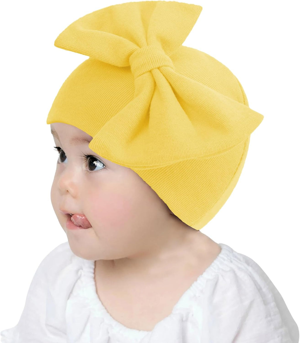 Newborn Beanies Cap No Scratch Mittens Set 0-6 Months Infant Bow Caps Baby Girls Boys Cute Nursery Headbands Hats