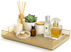 Bathroom Vanity Tray, 13" x 8" Oak Decorative Wooden Tray for Countertop
