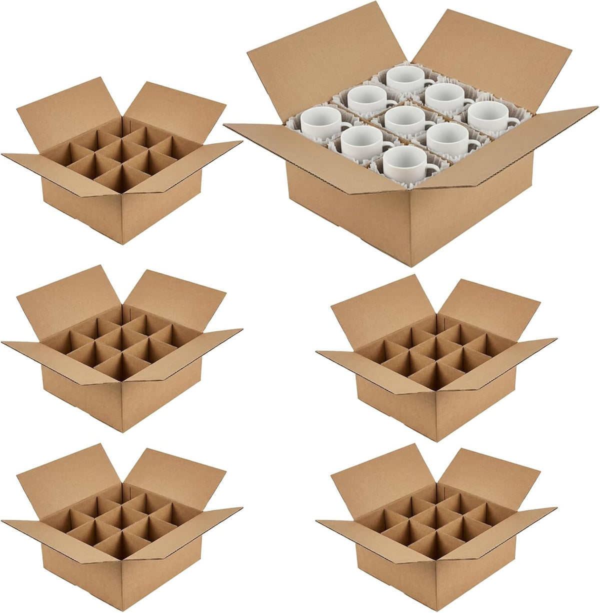 6 Sets Moving Boxes with Divider Kits, 12.7 x 12.7 x 4.7 Inches Kitchen Moving Boxes, Glassware Dish Packing Box