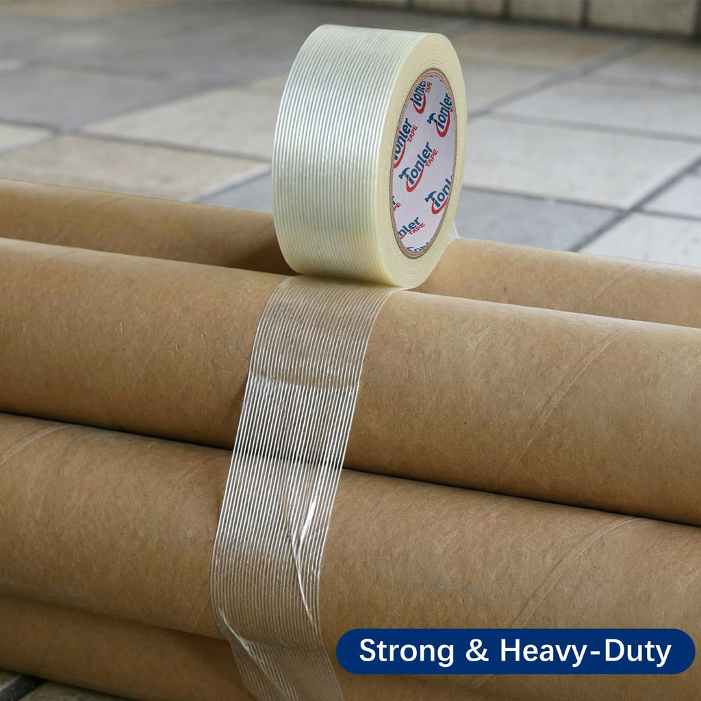 Filament Strapping Tape 1" x 60Yd 10 Rolls Fiberglass Reinforced