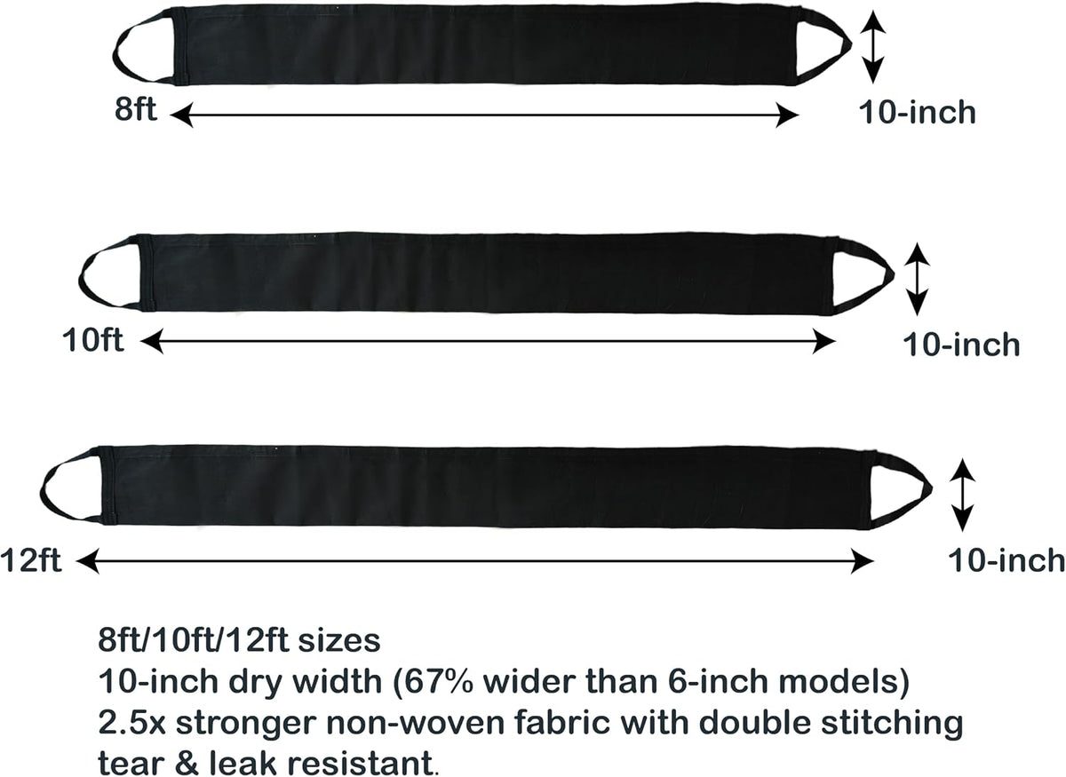Self-Absorbing Flood Barriers (8/10/12ft) - Sandless Water Activated Bags, Reusable Flood Protection for Home &
